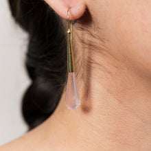 Load image into Gallery viewer, Pink Quartz Drop Earrings with Gold
