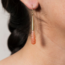 Load image into Gallery viewer, Apricot Moonstone Drop Earrings with Gold