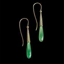 Load image into Gallery viewer, Green Agate Drop Earrings with Gold