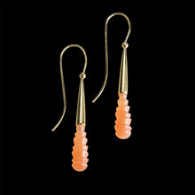 Load image into Gallery viewer, Apricot Moonstone Drop Earrings with Gold