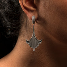 Load image into Gallery viewer, Oxidized Silver "Beaded" Earrings with Diamonds

