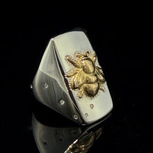 Load image into Gallery viewer, Gold Bumble Bee &amp; Diamond Flight Ring
