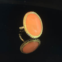 Load image into Gallery viewer, Coral Ring with Rainbow Sapphires in 18k gold
