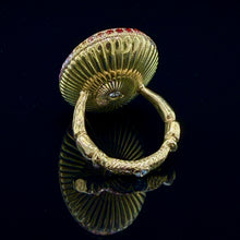 Load image into Gallery viewer, Coral Ring with Rainbow Sapphires in 18k gold
