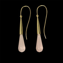 Load image into Gallery viewer, Pink Quartz Drop Earrings with Gold
