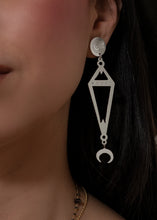 Load image into Gallery viewer, Short length Southern Plains earrings with round post with crescent dangles
