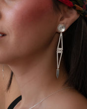 Load image into Gallery viewer, Medium length Southern Plains style earrings with 2 tiers and small dangle
