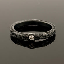 Load image into Gallery viewer, Sweetgrass Oxidized Silver Ring  with Diamond

