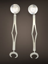 Load image into Gallery viewer, Short length Southern Plains style earrings with crescent dangle
