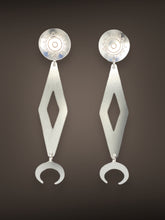 Load image into Gallery viewer, Short Southern Plains style earrings with triangle and crescent dangle
