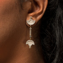 Load image into Gallery viewer, Elegant "Beaded" Floral Earrings with Diamonds
