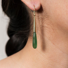 Load image into Gallery viewer, Green Agate Drop Earrings with Gold
