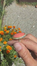 Load and play video in Gallery viewer, Coral Ring with Rainbow Sapphires in 18k gold
