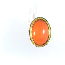 Load and play video in Gallery viewer, Coral Ring with Rainbow Sapphires in 18k gold
